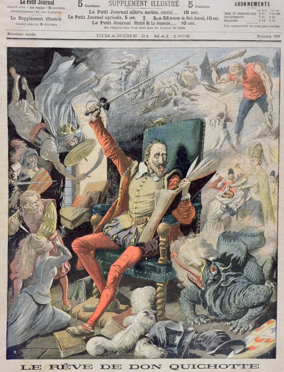 Sen Don Kichota, ilustracja na okładce z Le Petit Journal, 21 maja 1905 autorstwa French School