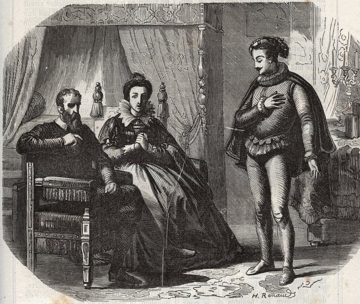 Księżna Kleve Maria von Julich Księżna Juliers i Berg (1491-1543) dowiaduje się o rozwiązaniu małżeństwa jej córki Anny z Kleve (1515-1557) z królem Anglii Henrykiem VIII (1491-1547). ) w 1540 r. Rycina z 1871 r. w „Hist autorstwa French School