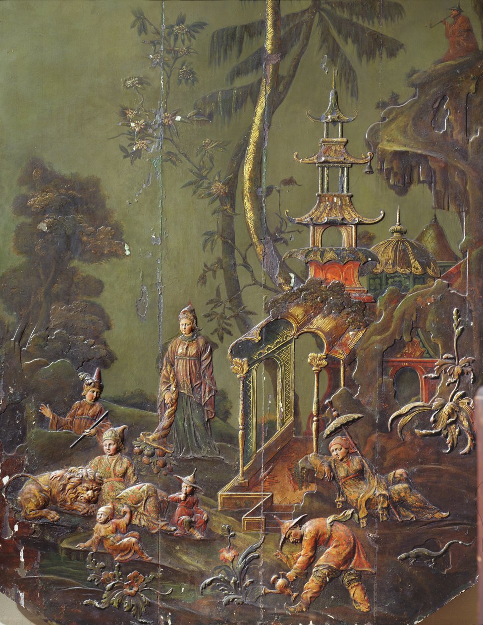 "Ziemia", fragment Wielkiego Gabinetu Chinois z Hotelu Richelieu, place des Vosges, ok. 1728-31 autorstwa French School