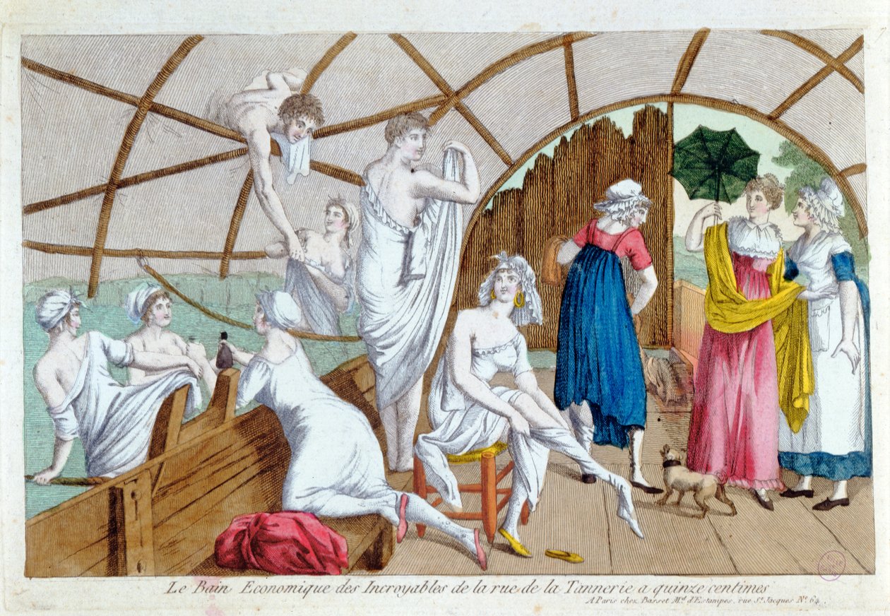 Ekonomiczne Łaźnie Incroyables przy Rue de la Tannerie, Paryż, ok. 1800 autorstwa French School