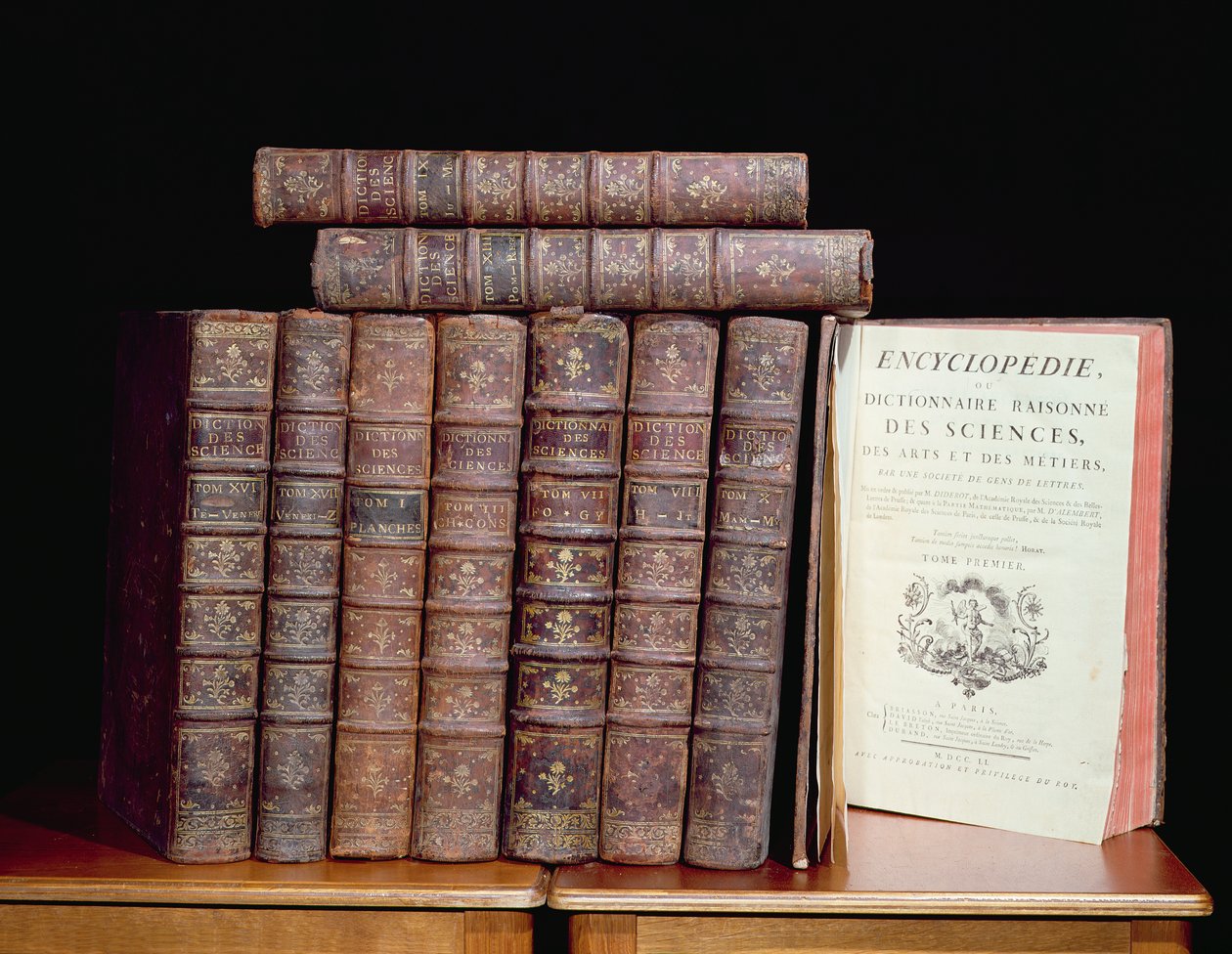 The Encyclopedia of Denis Diderot (1713-84) i Jean le Rond dAlembert (1717-83), 1751-72 (skóra, papier i atrament) autorstwa French School