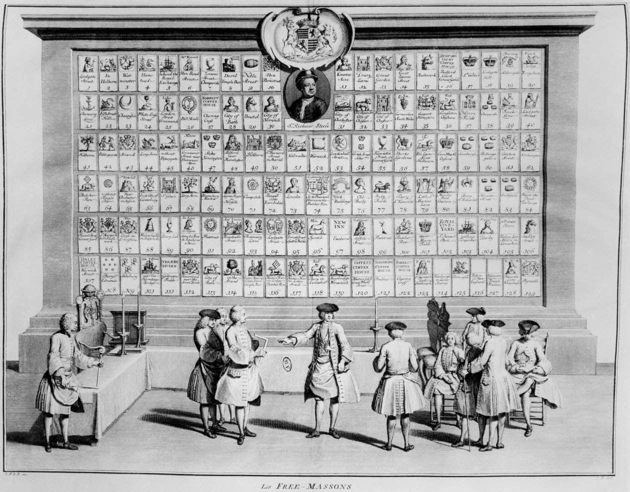 Angielskie loże masońskie, ok. 1730 autorstwa French School