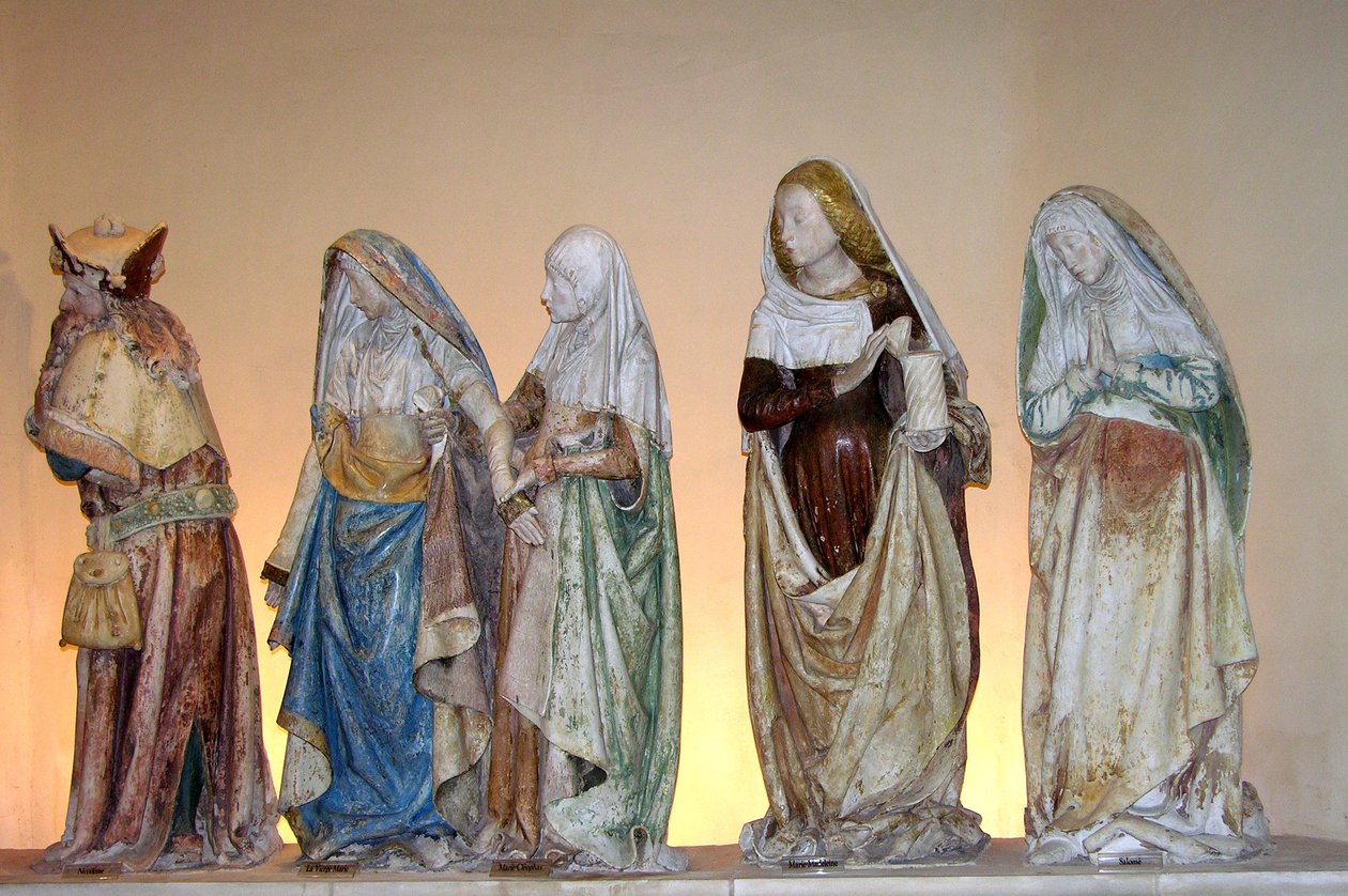 Złożenie do grobu, 1490 (kamień malowany) (szczegół) autorstwa French School