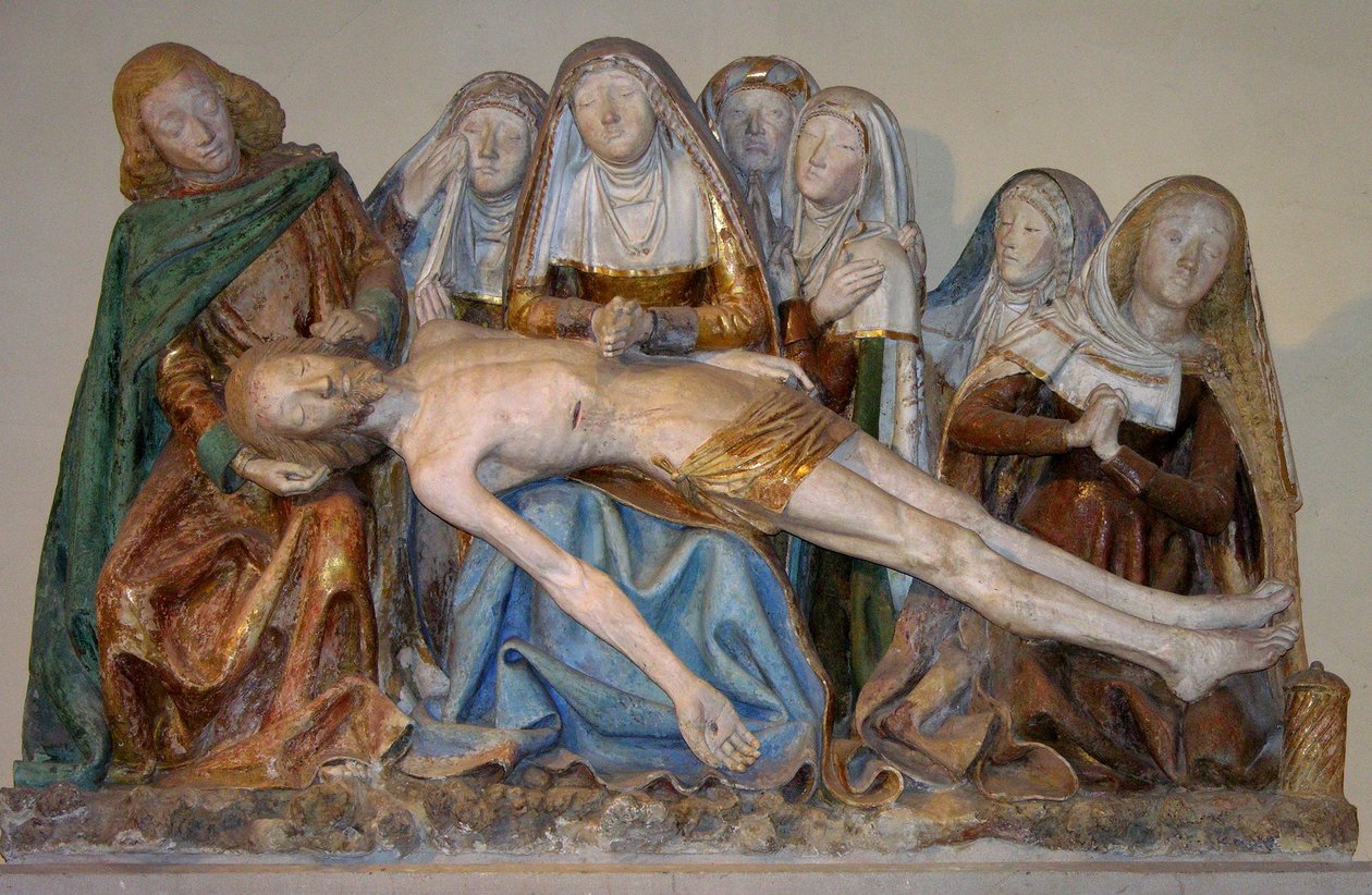 Złożenie do grobu, 1490 (kamień malowany) (szczegół) autorstwa French School