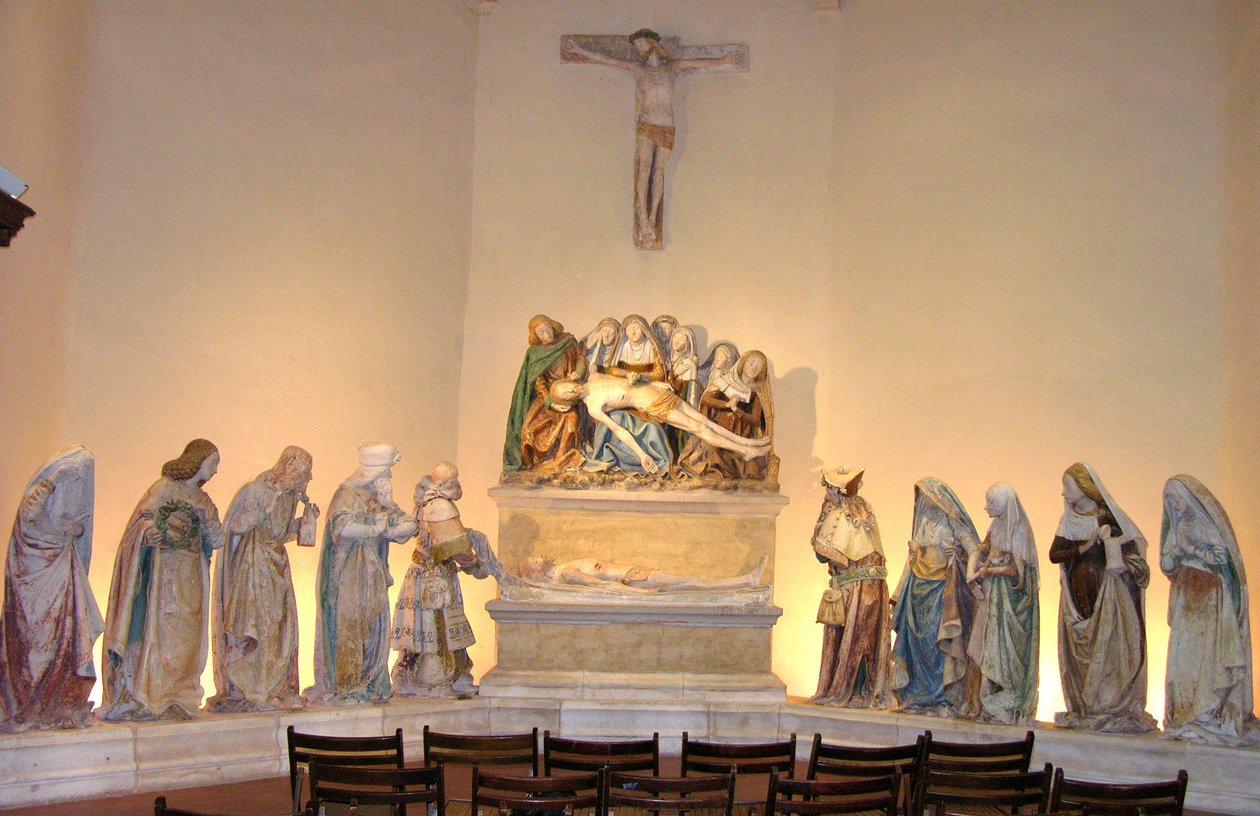 Złożenie do grobu, 1490 (malowany kamień) autorstwa French School
