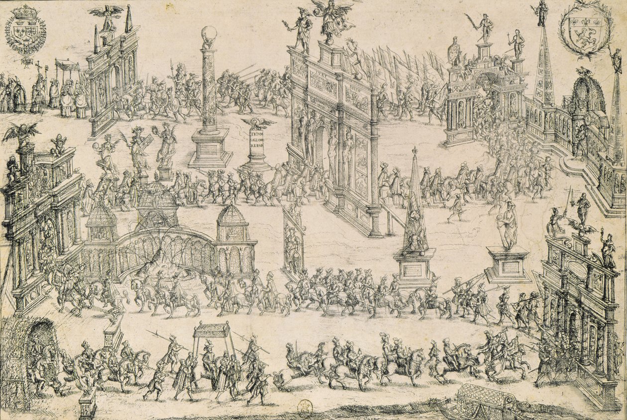 Wejście Henryka IV (1553-1610) do Lyonu, 4 września 1595 r. autorstwa French School