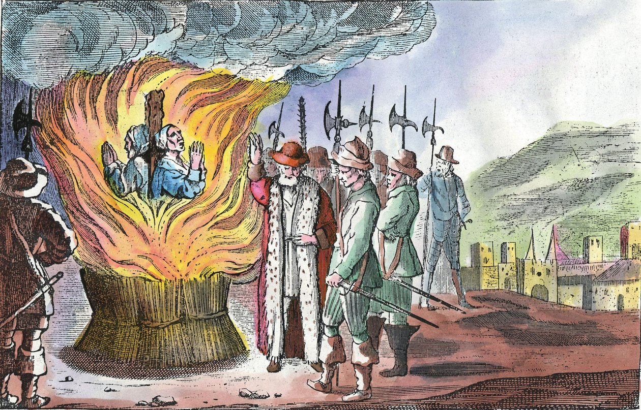 Egzekucja kobiet waldensów podczas Wielkanocy Piemontu 1655 r. autorstwa French School