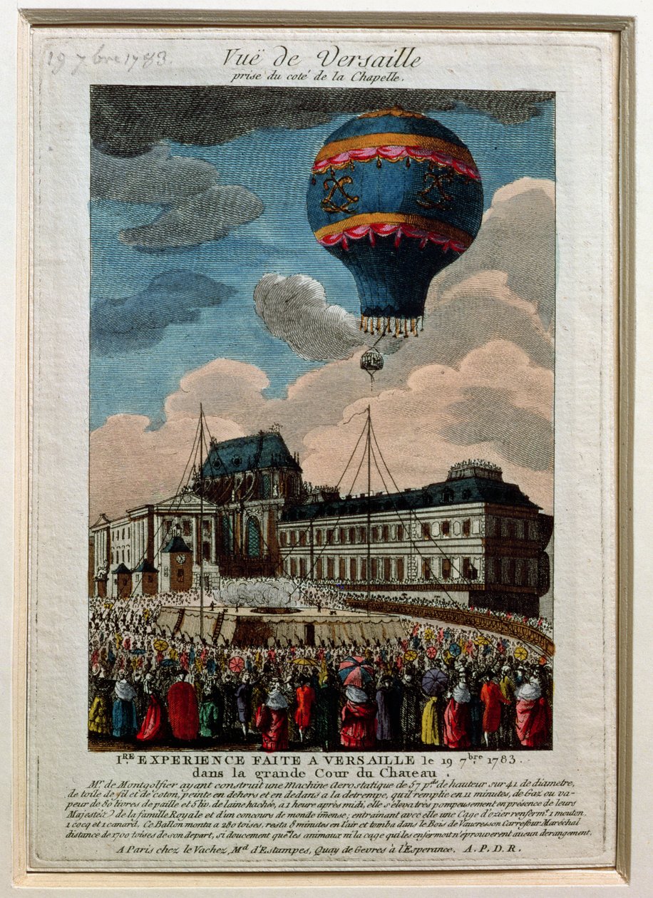 Pierwszy eksperyment balonowy w Wersalu, 19 września 1783 r. autorstwa French School