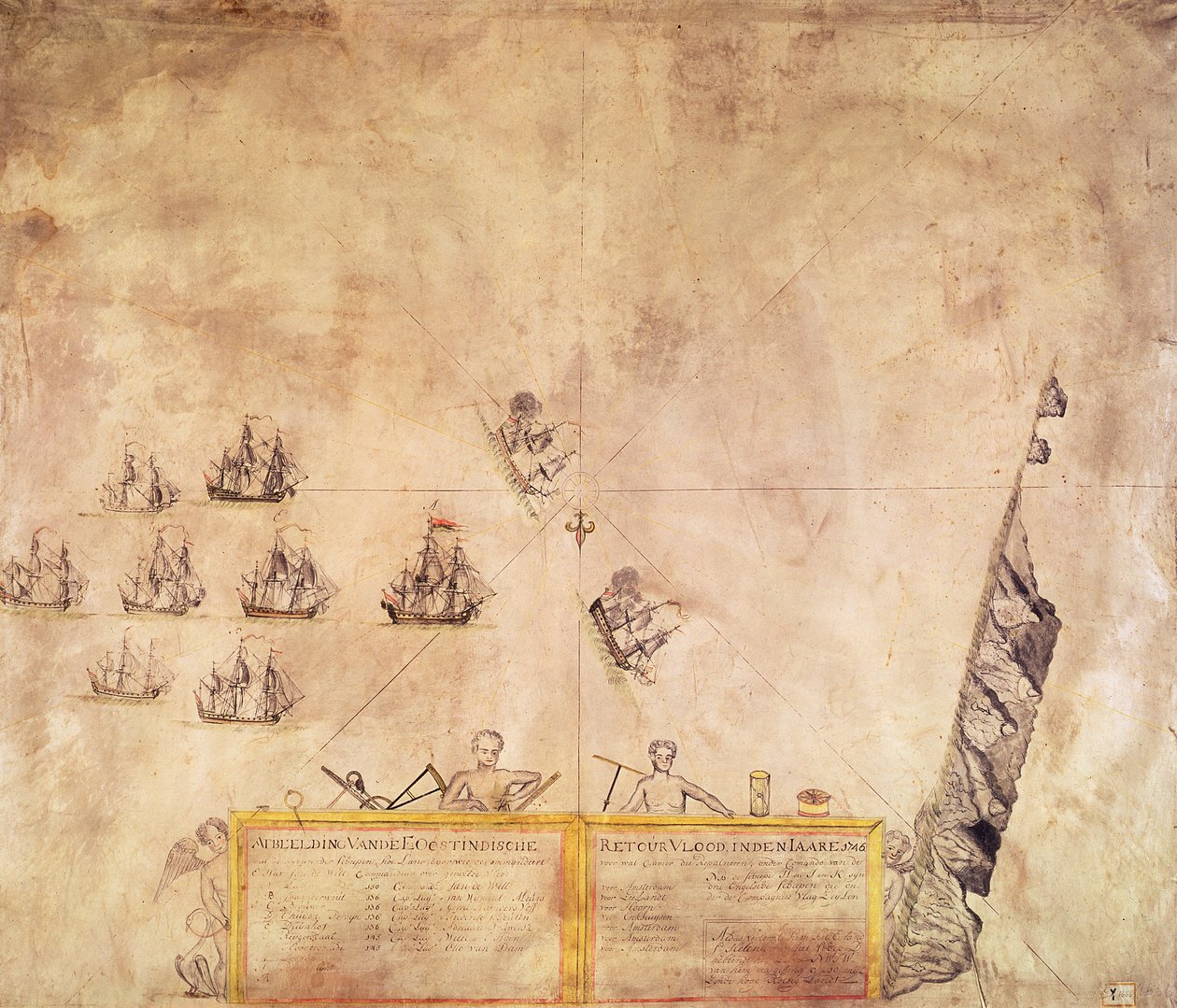 Flota Holenderskiej Kompanii Indii przy St. Helena, 1746 autorstwa French School