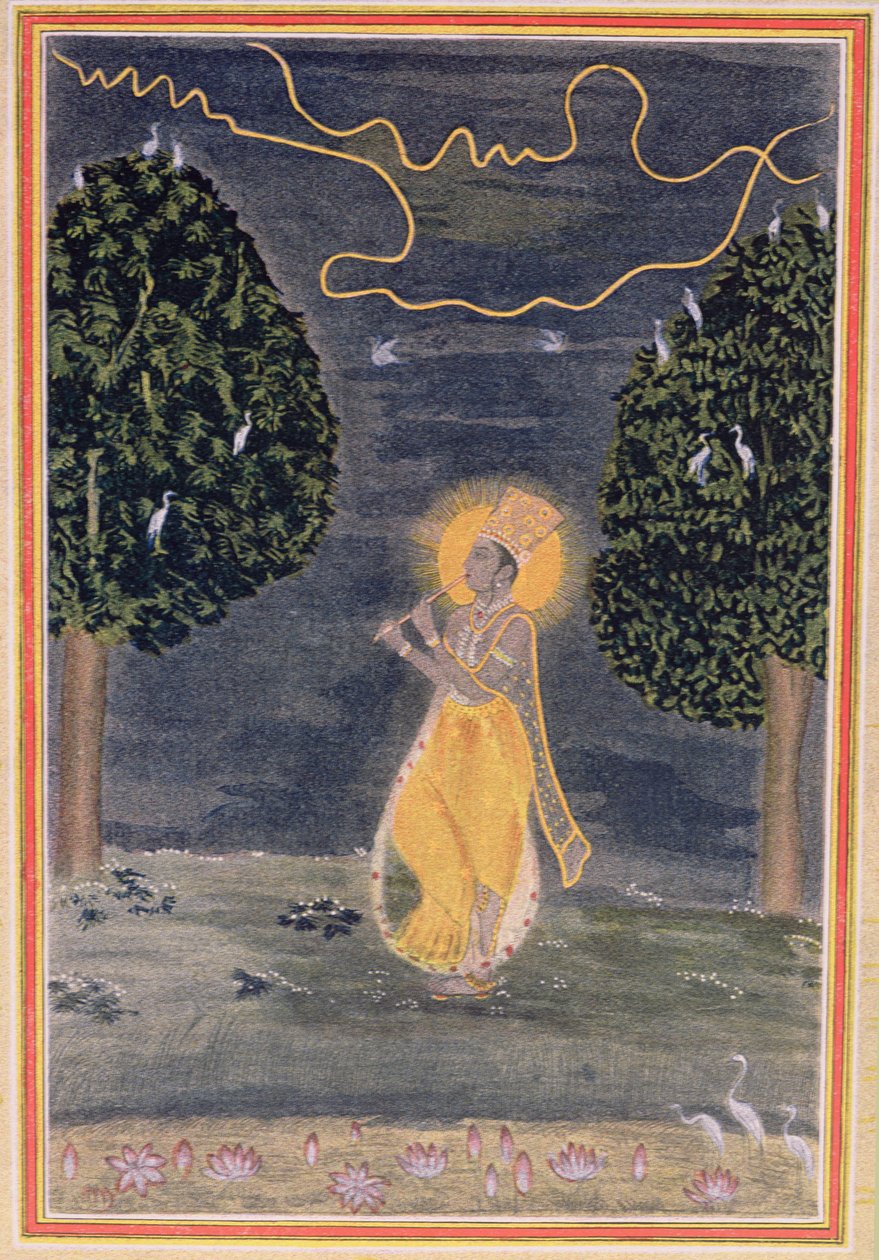 Flecista, ilustracja do Prince Diamond, z The Arabian Nights, 1895 (kolor grawerowany) autorstwa French School