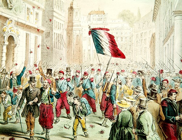Francuzi wkraczający do Genui w 1859 r. (kolor grawerowany) autorstwa French School