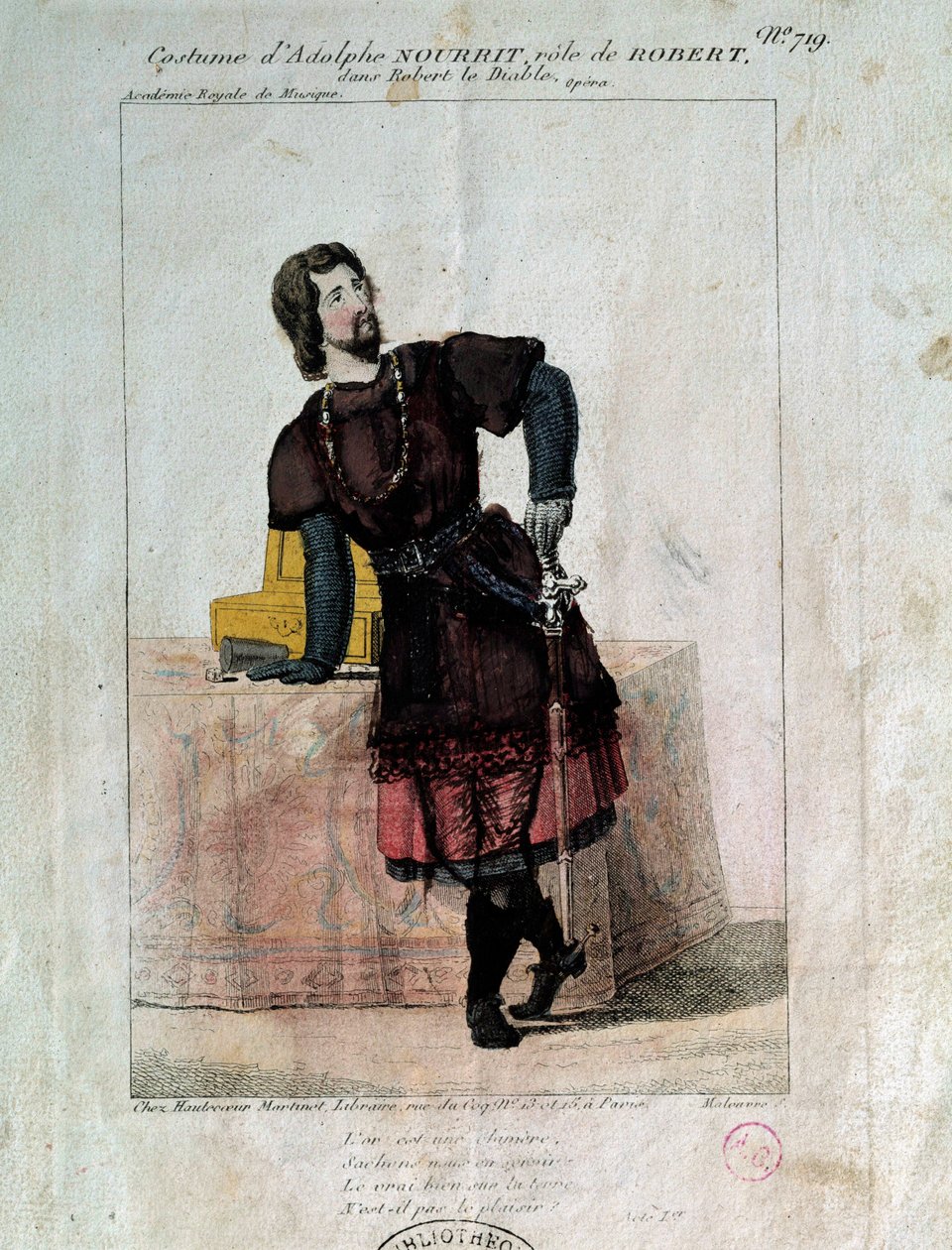Francuski tenor Adolphe Nourrit (1802-1839) w roli Roberta w „Robert le diable” XIX wieku. Paryż, Biblioteka Opery autorstwa French School
