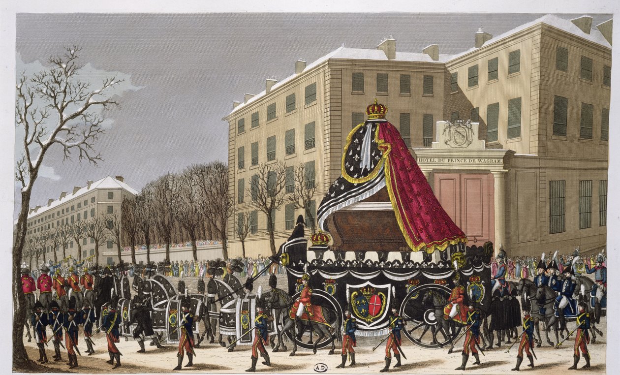 Procesja żałobna Ludwika XVI (1754-93) i Marii Antoniny (1755-93) 21 stycznia 1815 autorstwa French School