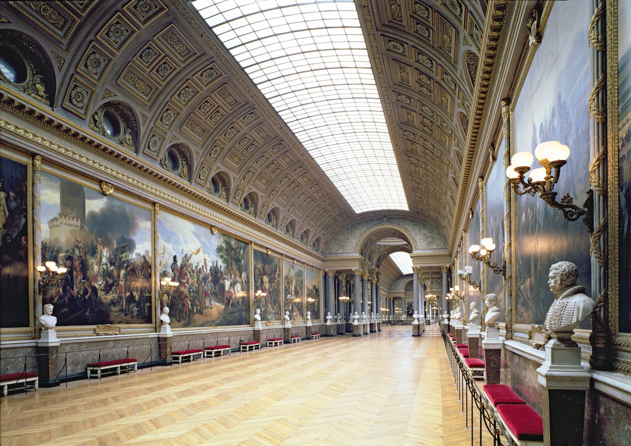 Galerie des Batailles (Galeria Bitew) ozdobiona 33 obrazami przedstawiającymi największe francuskie zwycięstwa militarne, ukończona w 1837 roku autorstwa French School