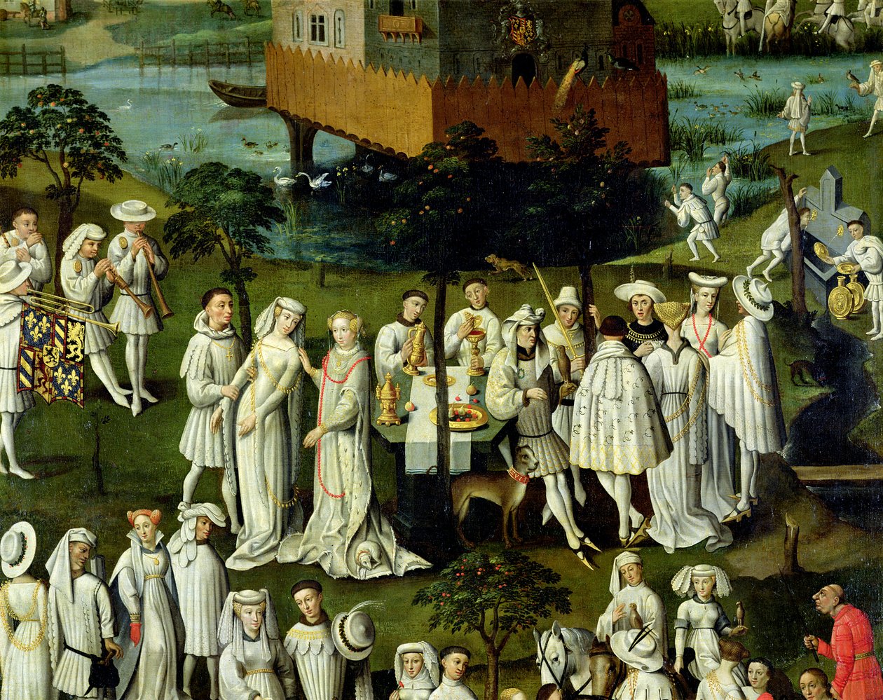 Ogród miłości na dworze Filipa Dobrego, w ogrodach Chateau de Hesdin w 1431 r. (detal z 32980 r.) autorstwa French School