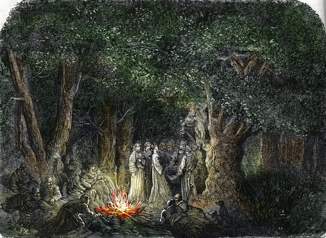 Galowie i ich kapłani lub Druidzi (rycina) 1864 autorstwa French School