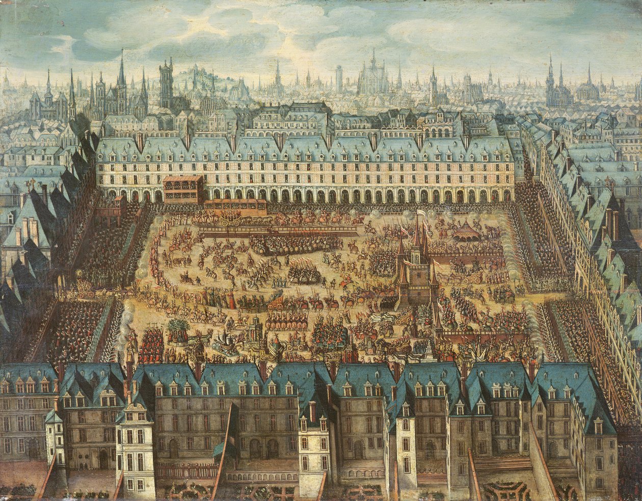 Chwalebny turniej rycerski na Place Royale z okazji ślubu Ludwika XIII (1601-43) z Anną Austriaczką (1601-166) 5, 6 i 7 kwietnia 1612 autorstwa French School