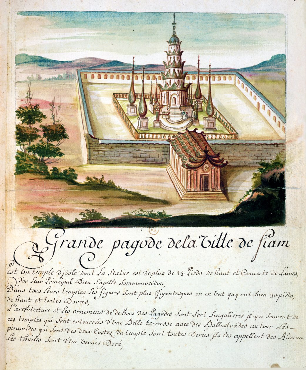 Wielka Pagoda Syjamu, z relacji jezuitów w Syjamie, 1688 (wc na papierze) autorstwa French School