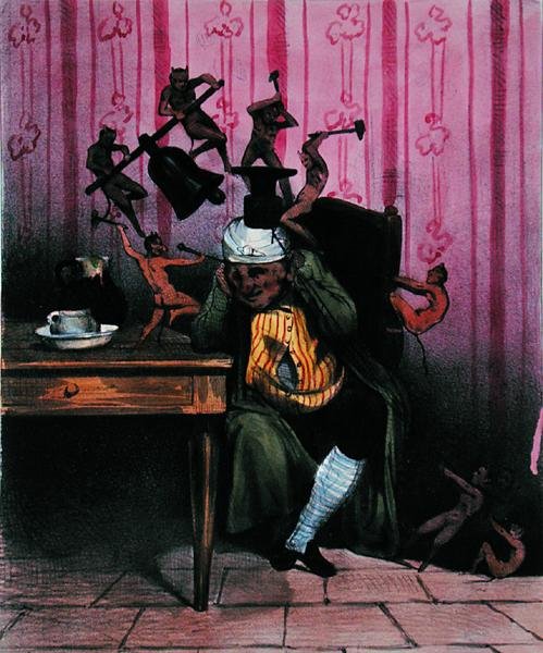 Ból głowy, c.1840 (kolor lito) autorstwa French School
