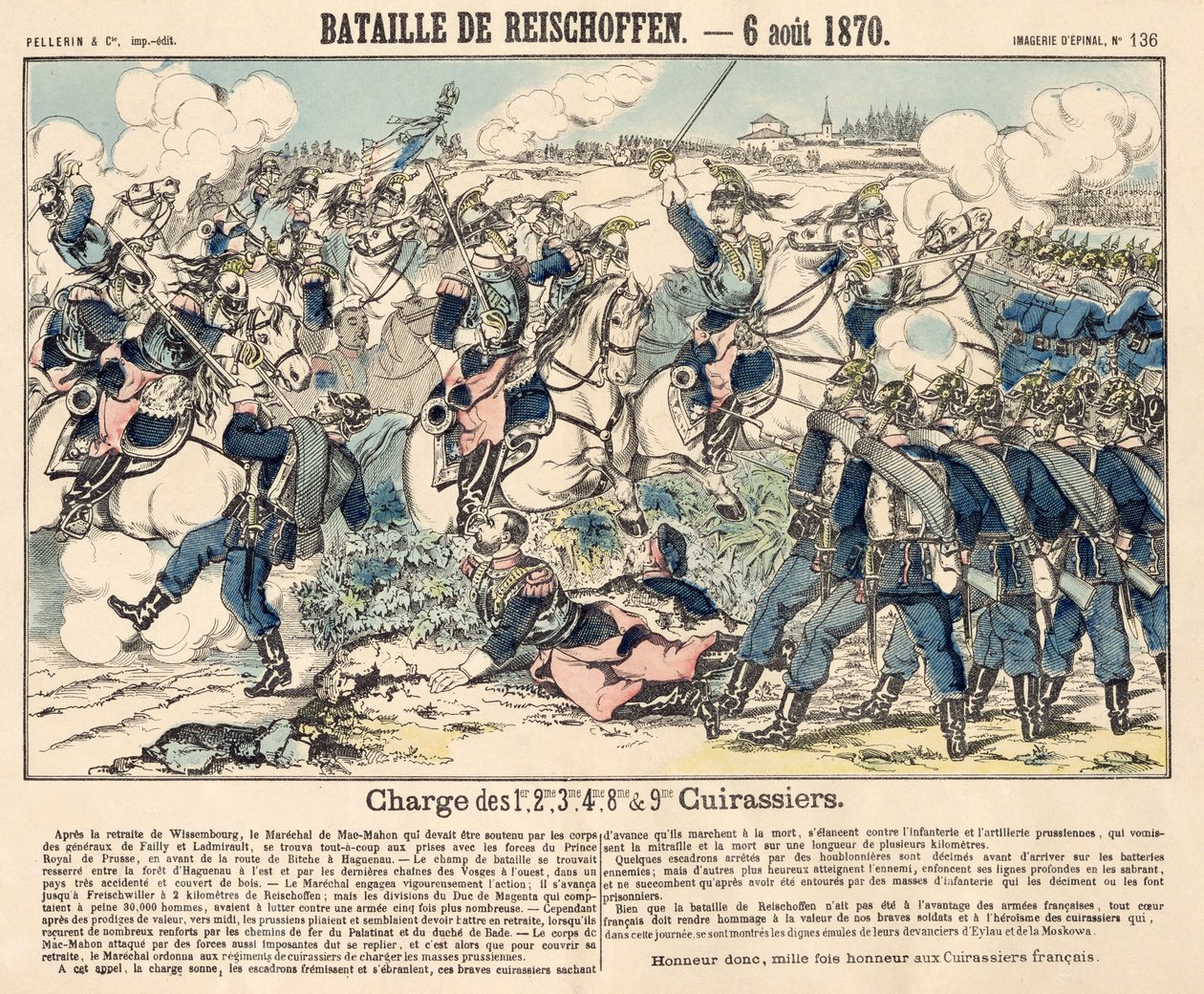 Bohaterska szarża kawalerii francuskiej podczas bitwy pod Reichshoffen, 6 sierpnia 1870 r autorstwa French School