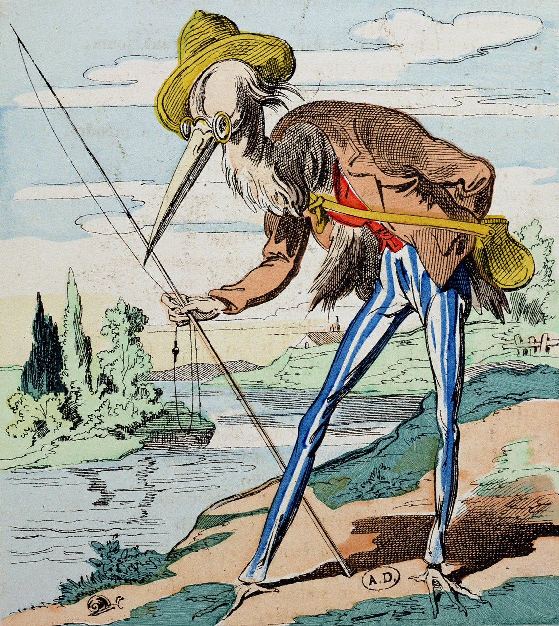 Czapla z Fables de la Fontaine autorstwa French School