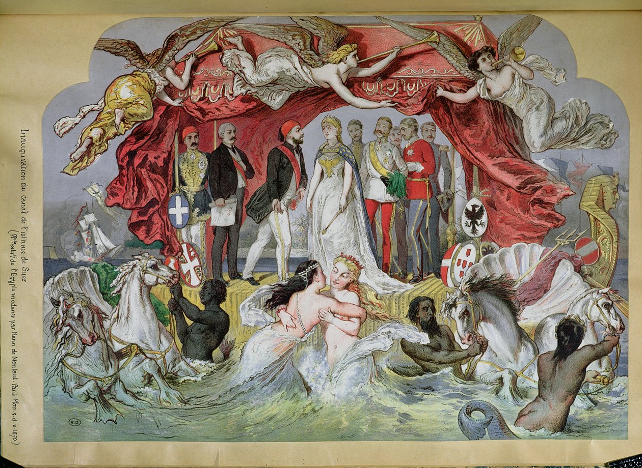 Inauguracja Kanału Sueskiego, alegoria unii Morza Śródziemnego i Morza Czerwonego, 1870 autorstwa French School