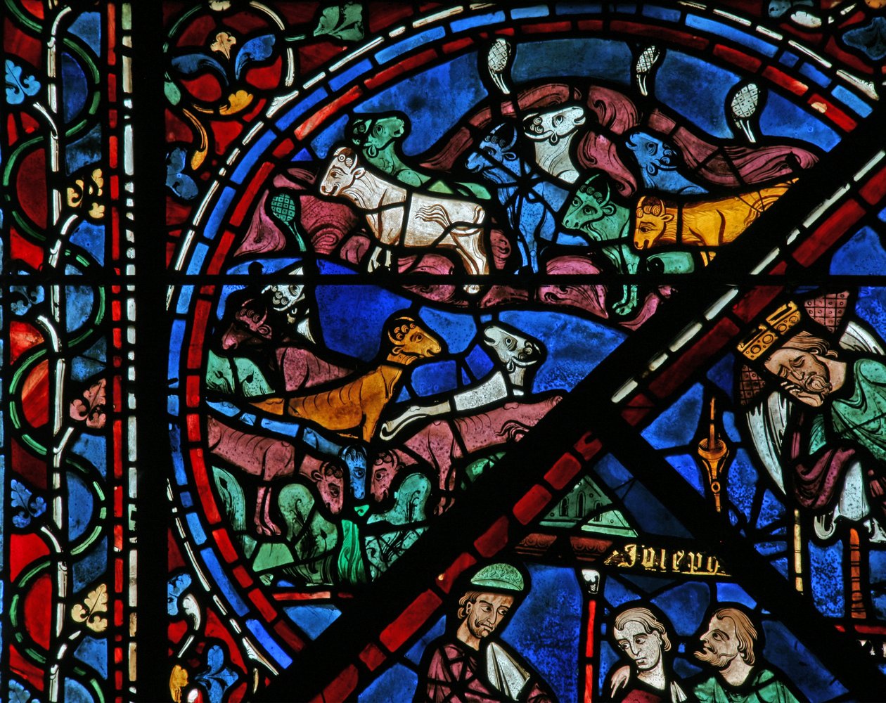 Okno Józefa: tłuste i chude bydło we śnie (w41) autorstwa French School