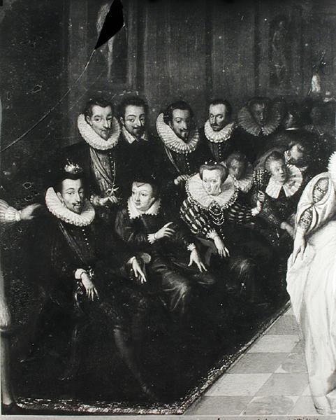 Bal Joyeuse wydany w Luwrze z okazji ślubu Anny Książę Joyeuse (1561-87) z Małgorzatą de Vaudemont w dniu 24 września 1581 r., ok. 1582 r. (więcej) autorstwa French School