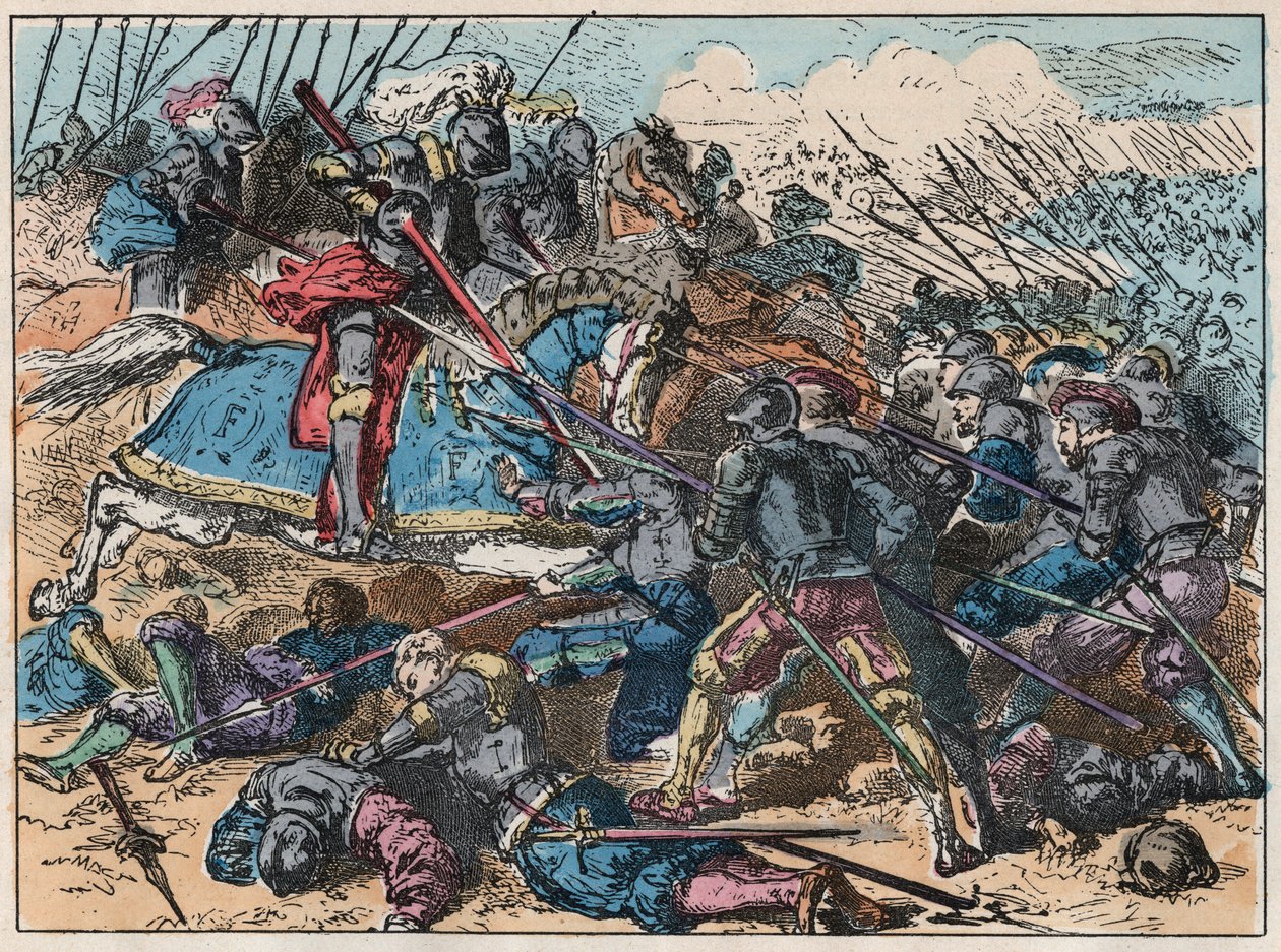 Król Francji Francois I (1494-1547) w bitwie pod Marignan 13 i 14 września 1515 - Francois I (1494-1547) w bitwie pod Marignano autorstwa French School