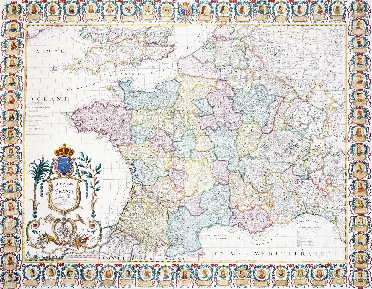 Królestwo Francji podzielone na samorządy, 1751 autorstwa French School