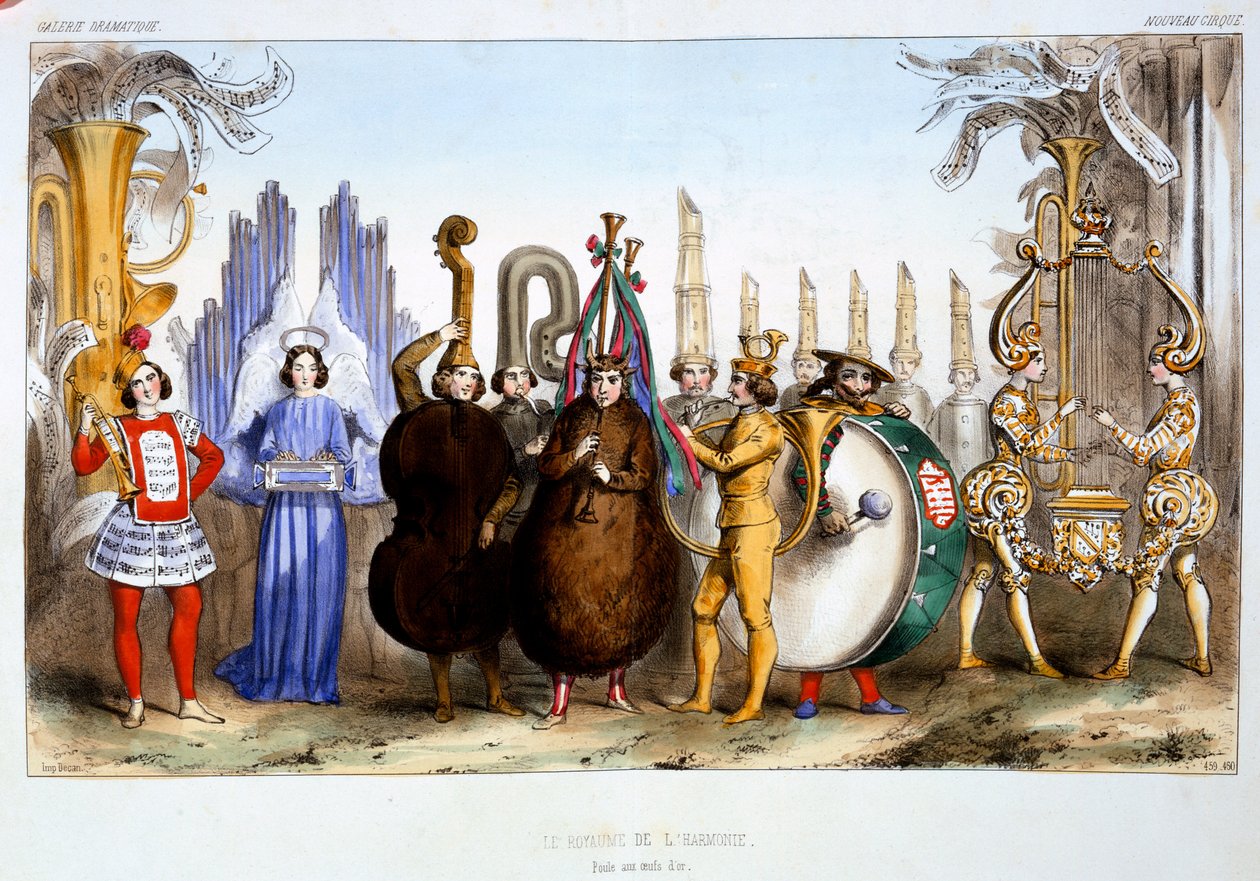 Królestwo harmonii, z Galerie Dramatique Costumes des Theatres de Paris autorstwa Dollet, Lacauchie & Lasalle, opublikowane w 1844 r. autorstwa French School