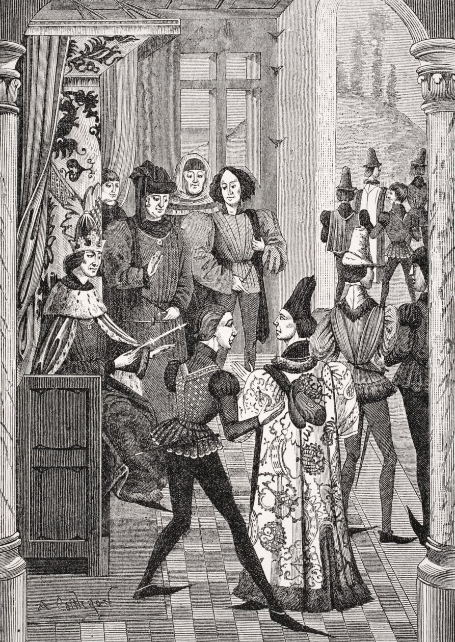 Dwór Królewski lub Wielka Rada, według miniatury w „Chronicles of Froissart”, z „Le Moyen Age et la Renaissance” Paula Lacroix (1806–84) opublikowanej w 1847 r. autorstwa French School
