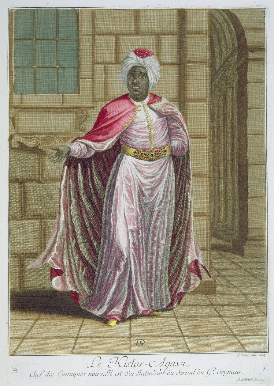Kislar-Agassi, z Recueil destampes sur les Costumes du Levant, grawerowane przez Gerarda Jeana Baptiste Scotina (1671-1716) 1707-08 autorstwa French School