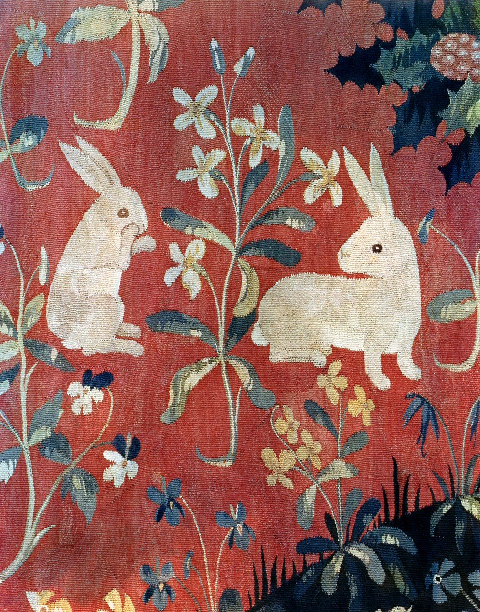 Dama i Jednorożec: „Smak”, fragment dwóch królików autorstwa French School