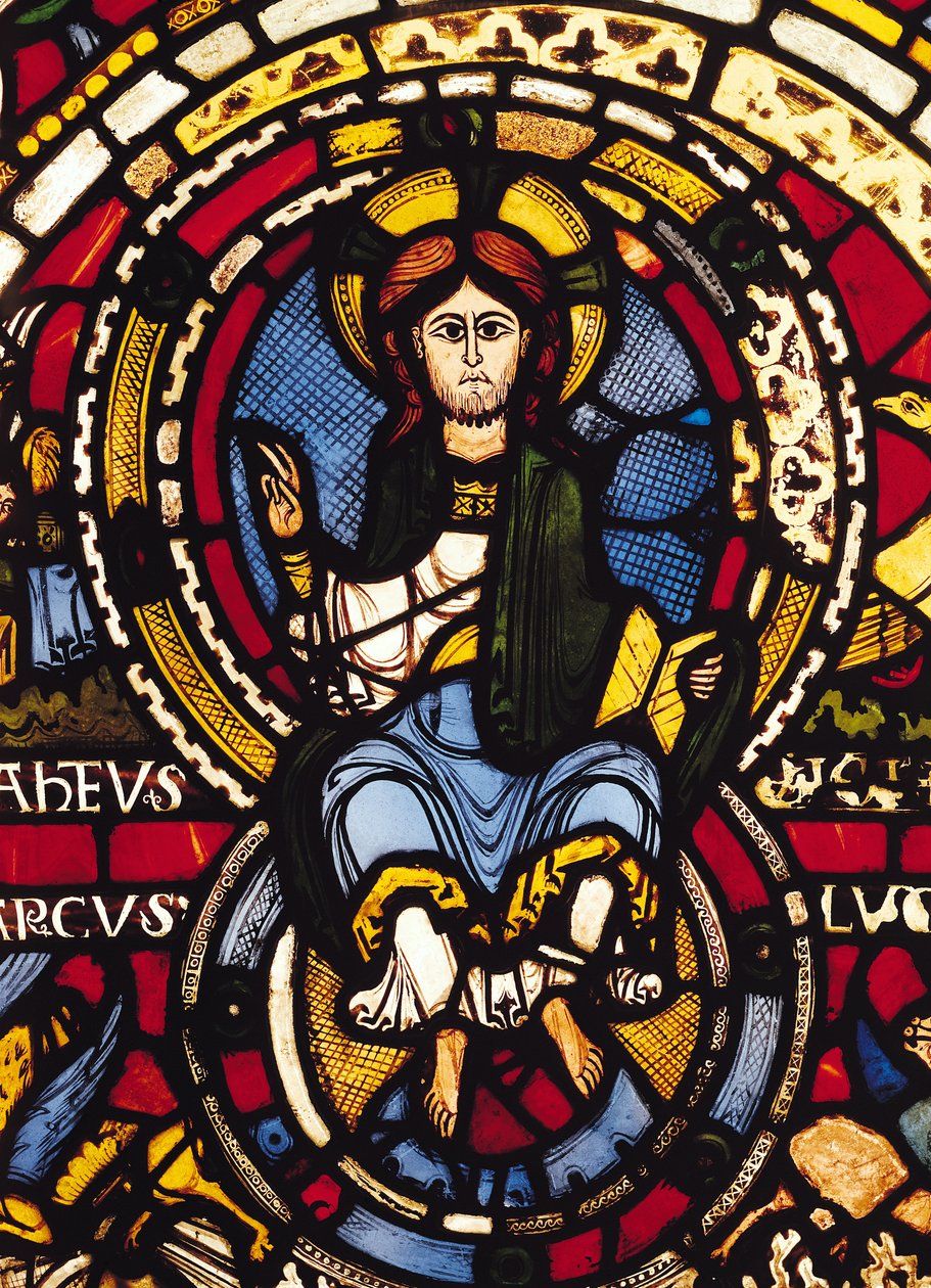 Sąd Ostateczny, fragment Chrystusa (witraż) autorstwa French School