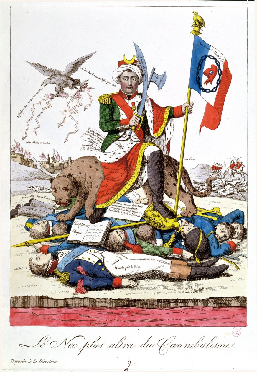 Ostatnie słowo w kanibalizmie, karykatura antynapoleońska, ok. 1815 r. autorstwa French School