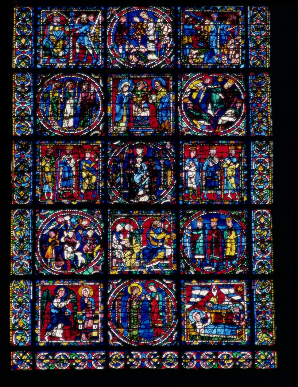 Życie Chrystusa, cykl Nowego Testamentu, dolna połowa okna, ok.1145-50 autorstwa French School