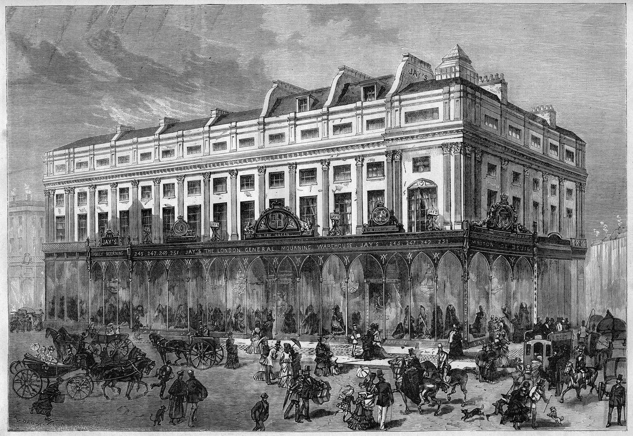 The London General Mourning Warehouse, „sklep żałobny” William Jay and Co. House przy Regent Street w Londynie autorstwa French School