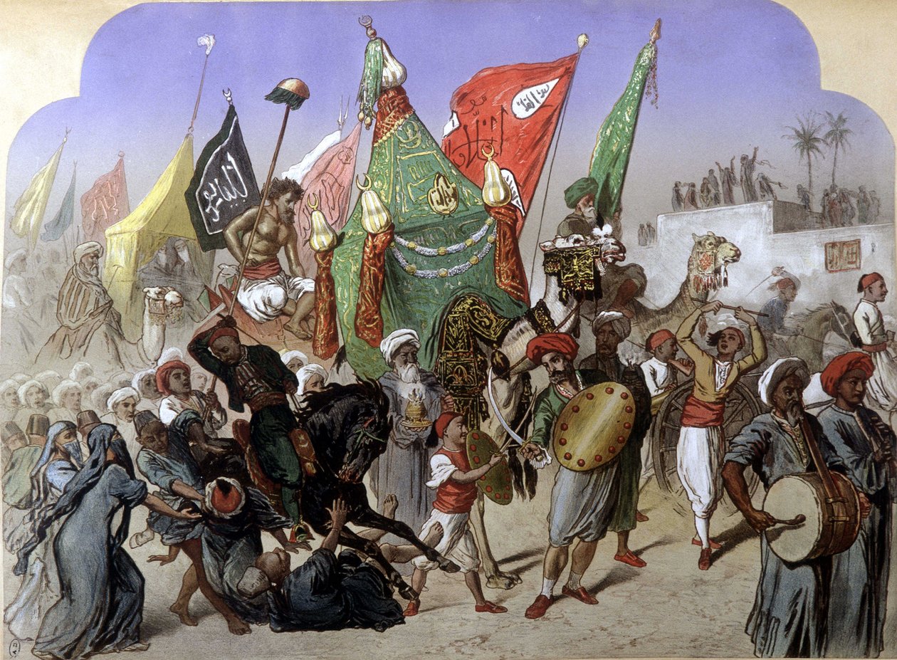 Mahmal: Powrót świętego dywanu Mekki - w „Współczesnym Egipcie” Henri de Monte, v.1870 autorstwa French School