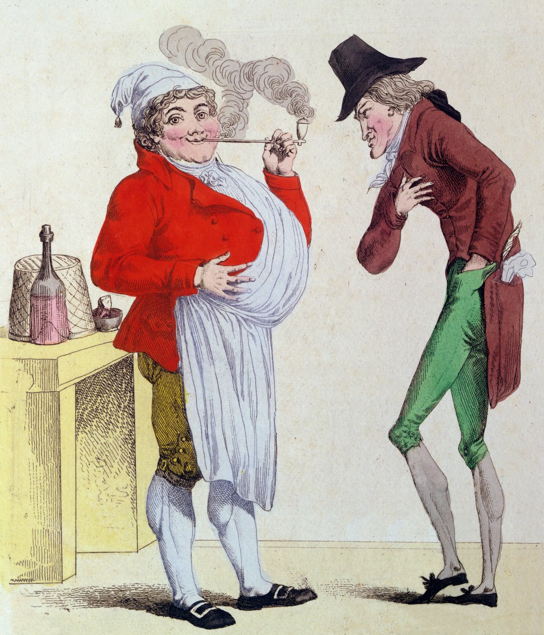Człowiek bez zmartwień i człowiek bez pieniędzy, maj 1815 (kolorowe grawerowanie) autorstwa French School