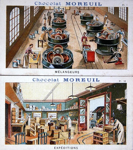 Produkcja i dystrybucja czekolady, reklama wizerunkowa czekolady Moreuil, ok. 1900 (patrz także 157413) autorstwa French School