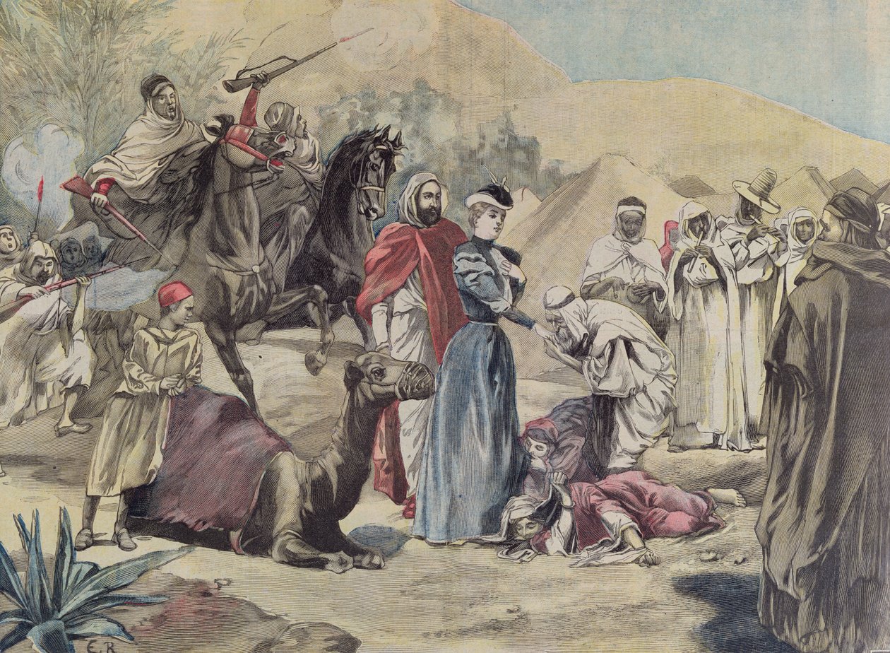 Małżeństwo Europejki z arabskim wodzem, z Le Petit Journal, 1899 autorstwa French School