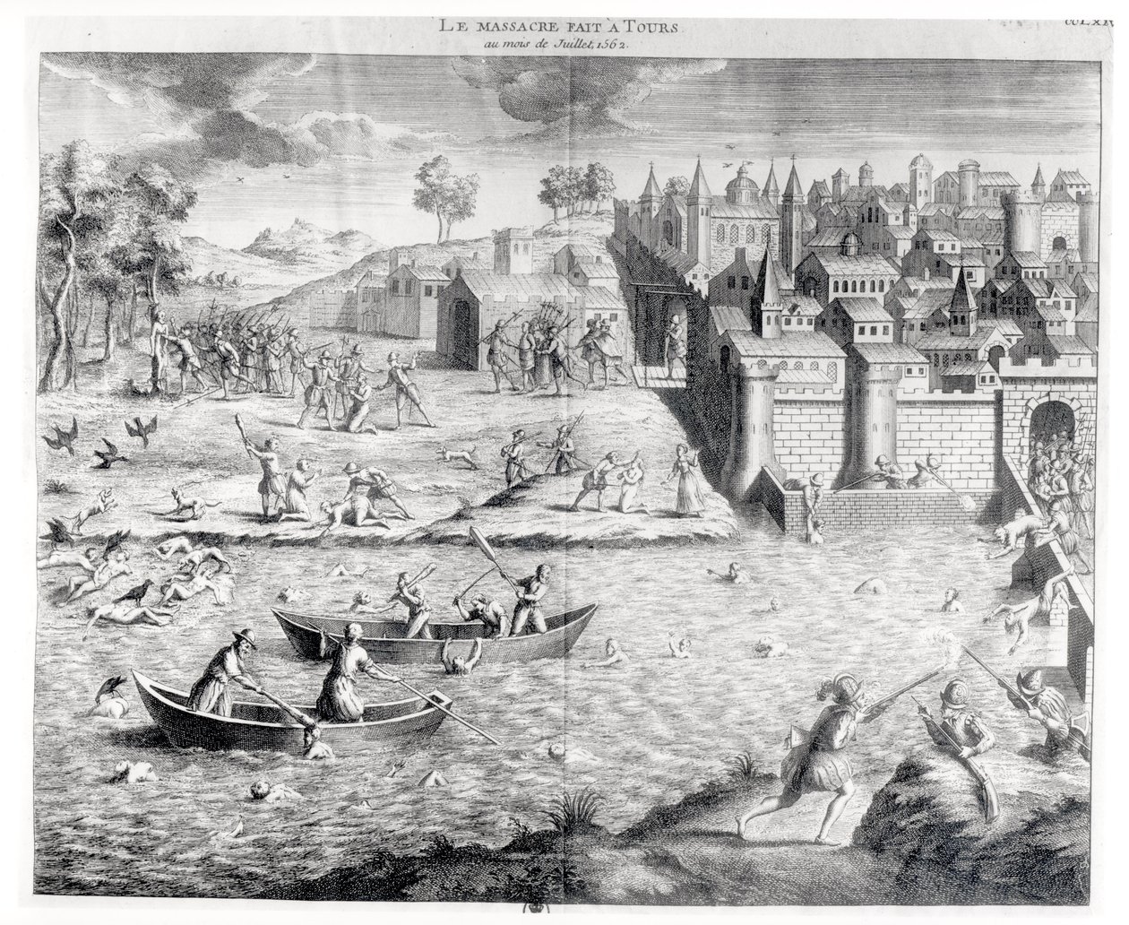Masakra hugenotów w Tours w 1562 r. autorstwa French School