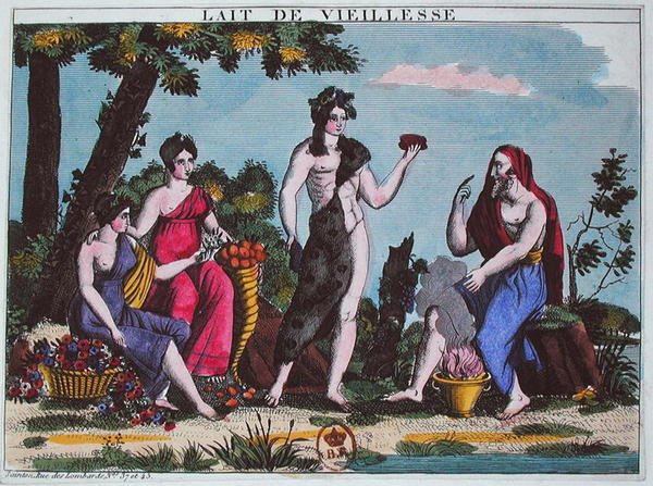 Mleko starości, ok. 1830 (rycina kolorowana) autorstwa French School