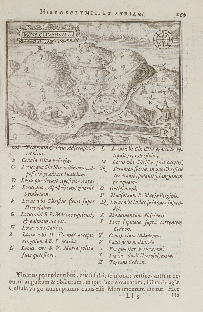 Góra Oliwna, Jerozolima, z Itinerarium Hierosolymitanum, J. Cotovico, 1619 autorstwa French School