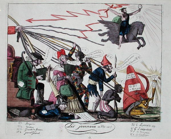 Gazeta majowa 1815 (kolorowa grawerunek) autorstwa French School