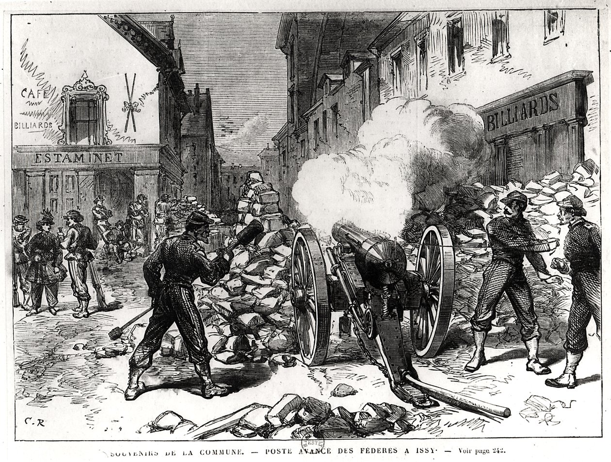 Komuna Paryska: Barykada w Issy, 2 maja 1871 (rycina) (zdjęcie bw) autorstwa French School