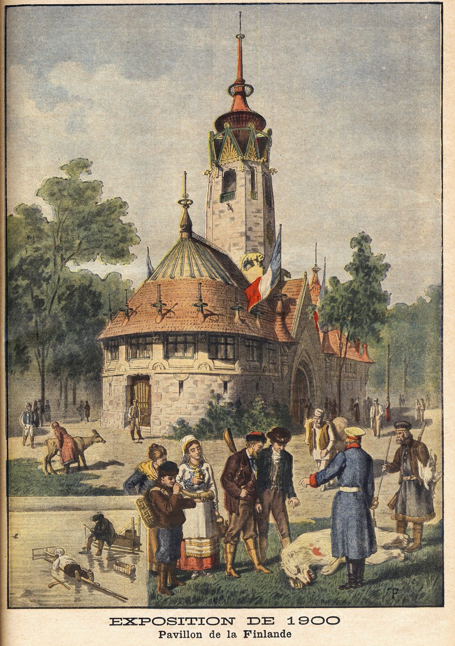 Pawilon Finlandii na Wystawie Powszechnej 1900 w Paryżu - Ilustracja do Le petit Journal, 21 października 1900. autorstwa French School