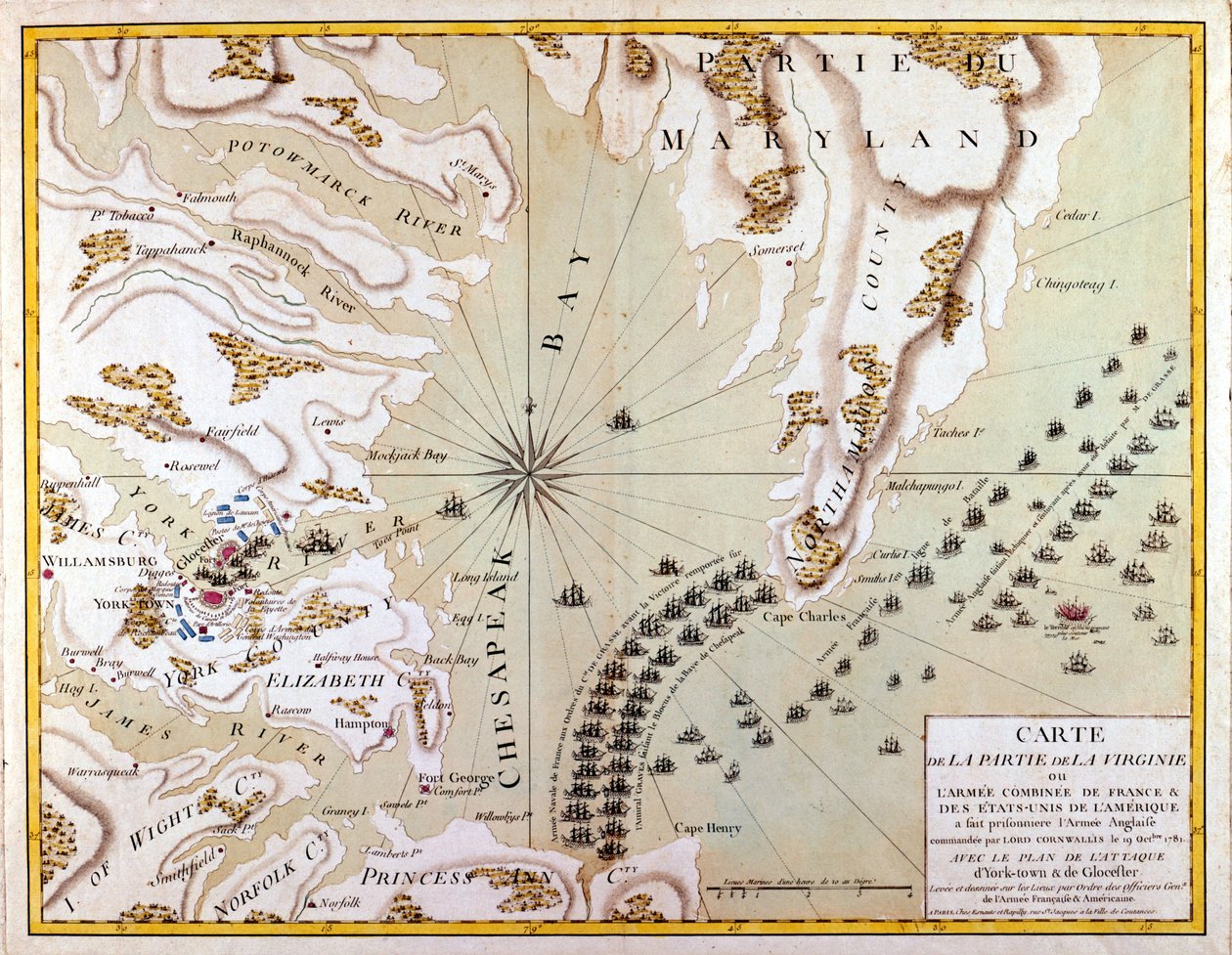 Plan ataku w Yorktown i Gloucester autorstwa French School