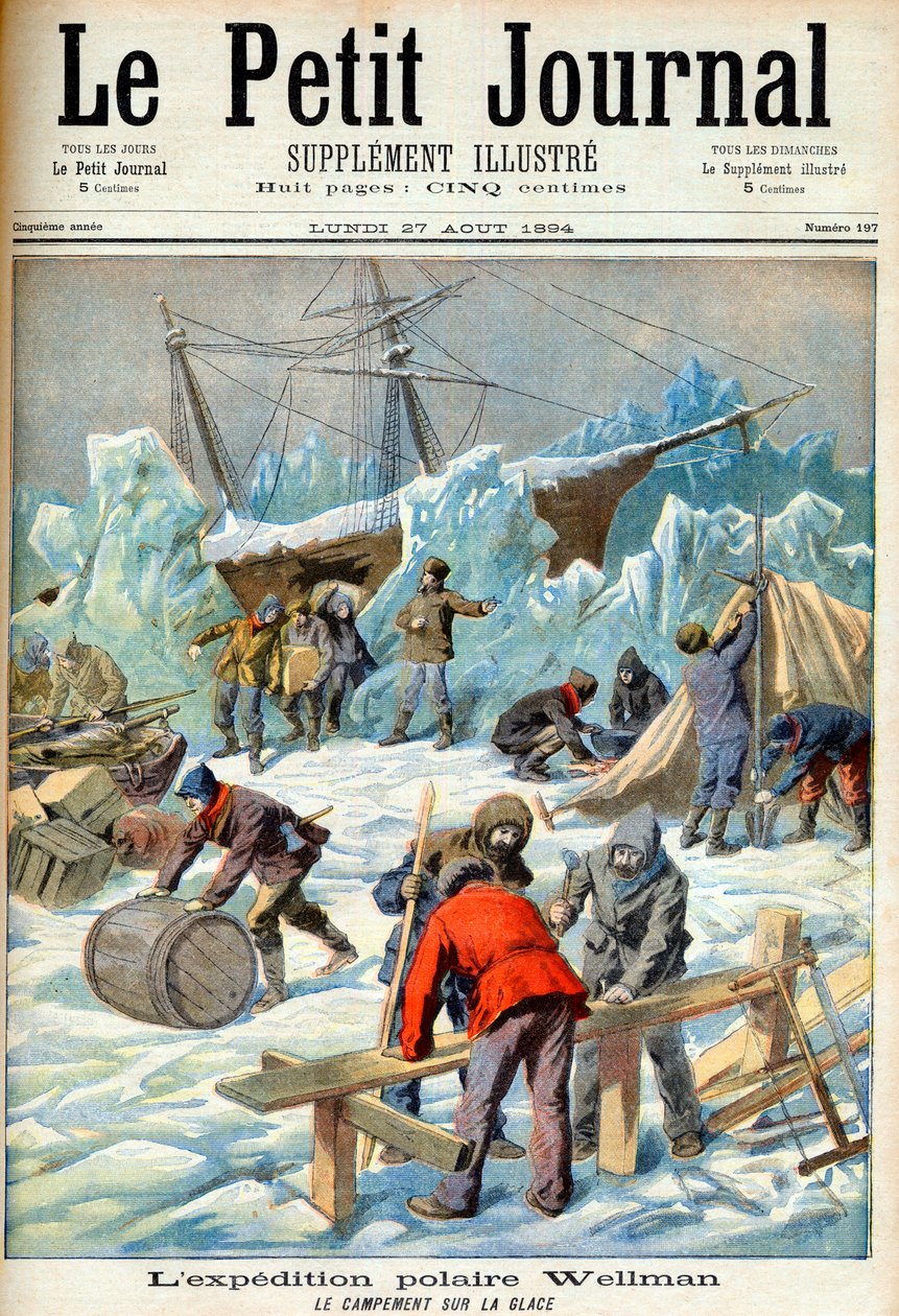 Wyprawa polarna Waltera Wellmana (1858-1934) (biegun północny, Arktyka) Strona tytułowa gazety „Le Petit Journal” 27.08.1894 (rycina) autorstwa French School